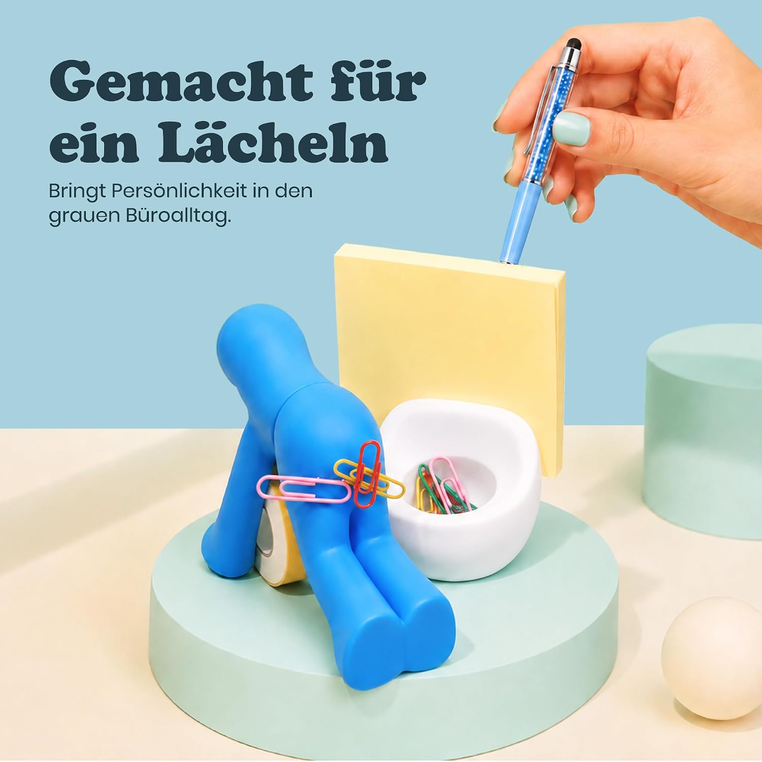 THE BUTT Tape Dispenser and Supply Station Funny Accessory for Office, Home or School (Blue) – Bild 8