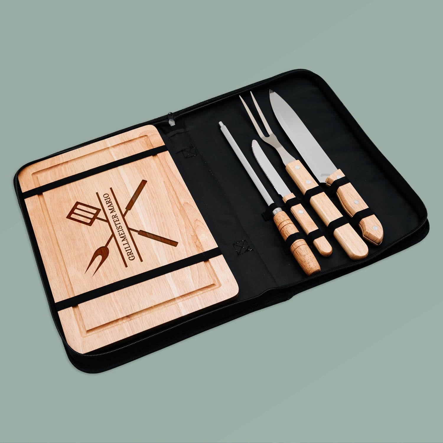 Adventernah Barbecue Cutlery Set, Personalised Barbecue Set, Chopping Board – Bild 6