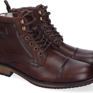 shoes&blues.es Mens Boots Comfortable and Elegant Classic Design Round Toe Stitching Lace Up Closure Side Zip