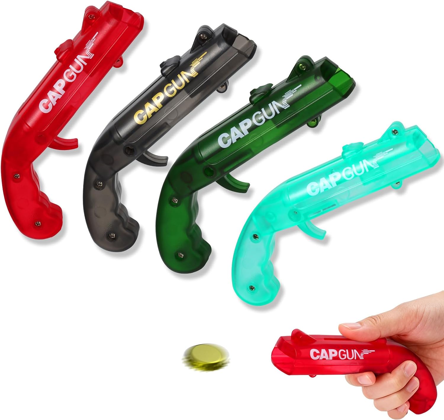 Bottle Opener Gun Funny, Beer Opener Gun for Bar, Party, Home and Football Nights, Beer Gifts for Men, Dad and Husband, 4 Pack (Black, Red, Green, Turquoise)