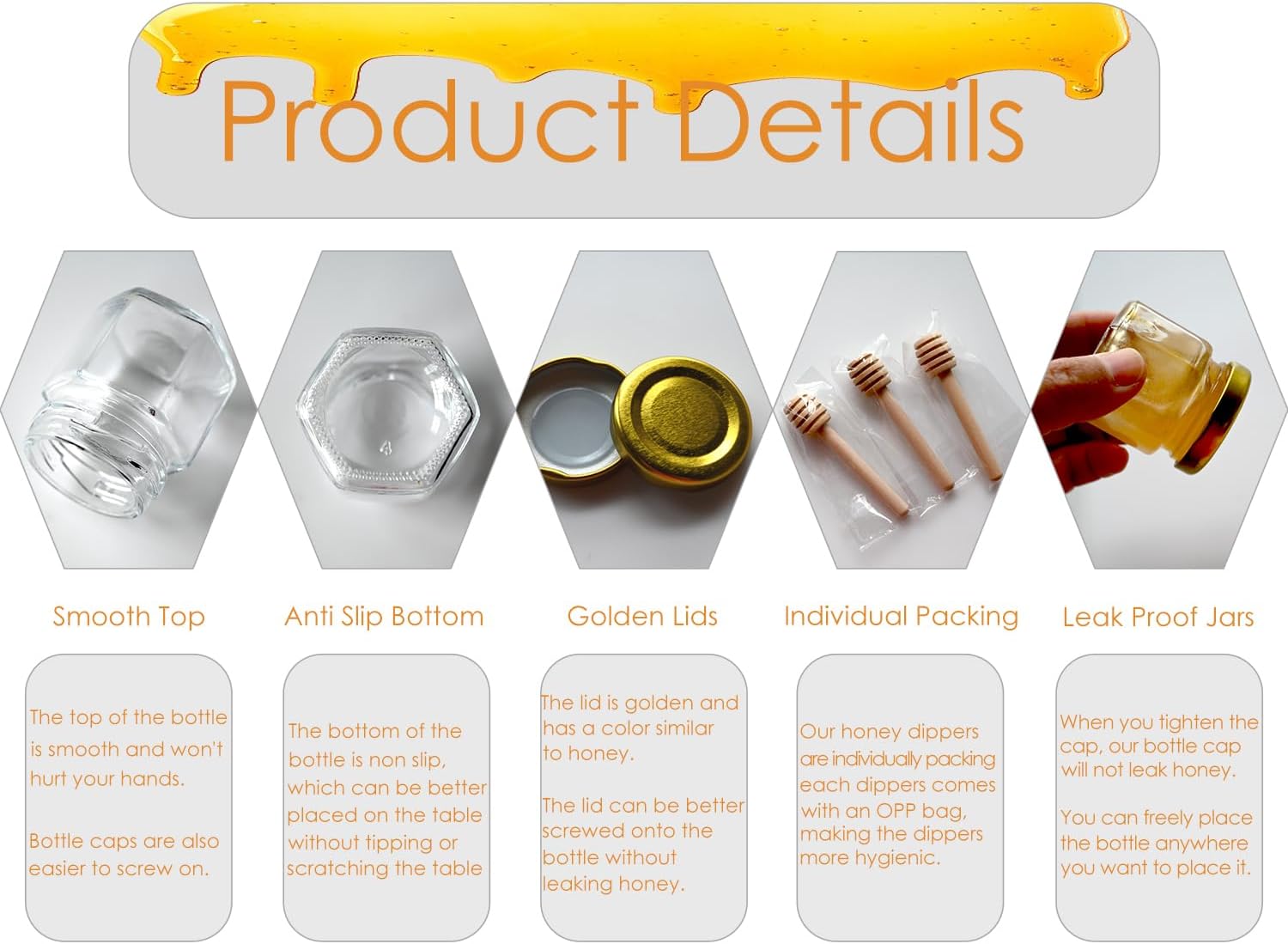 Ahhute Small Honey Jars, Honey Jar with Honey Spoon, Pack of 60, 45 ml – Bild 7