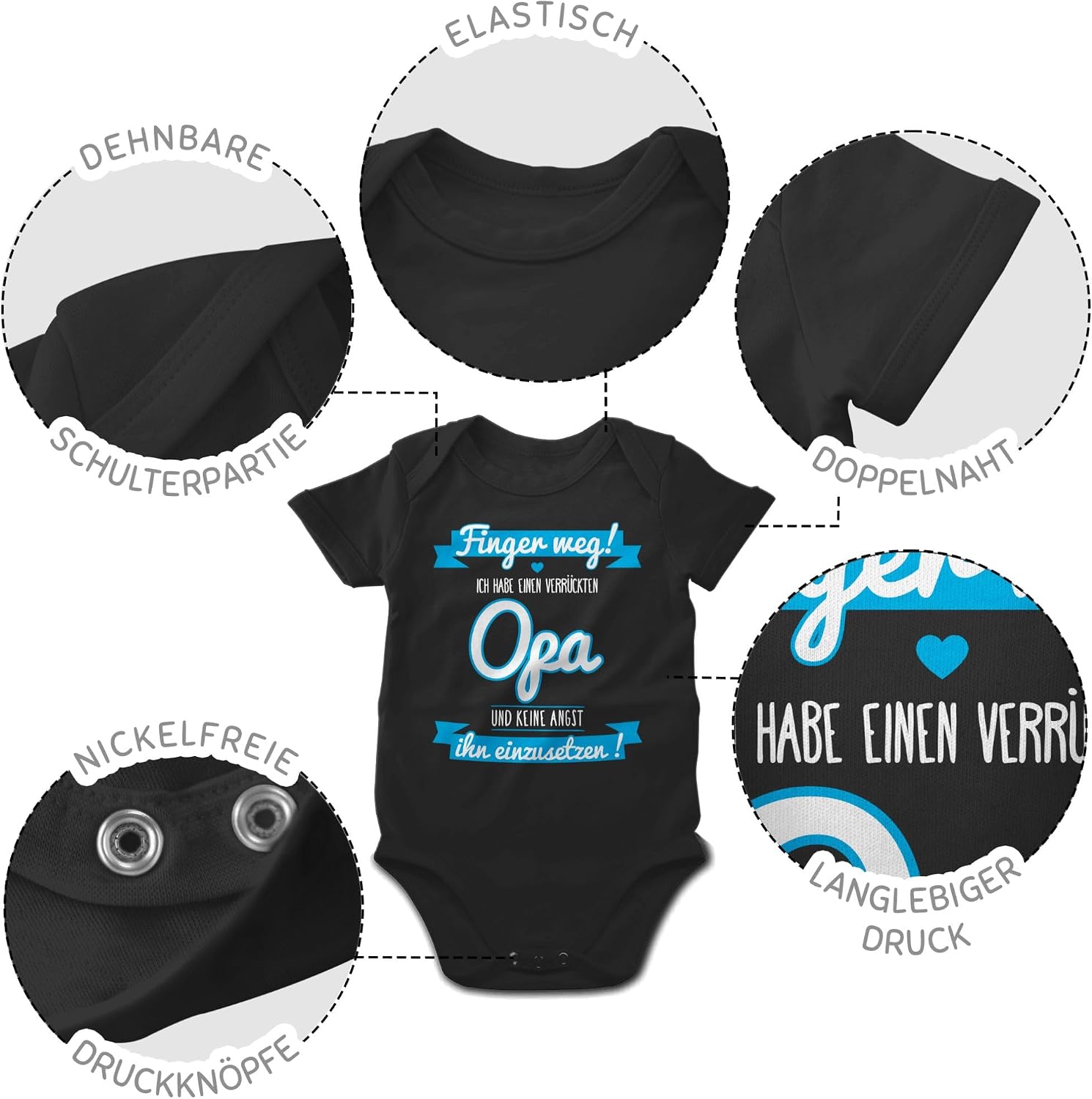 Shirtracer - Baby Bodysuit Short Sleeve - Sayings - Ich habe einen verrückten Opa – Bild 3