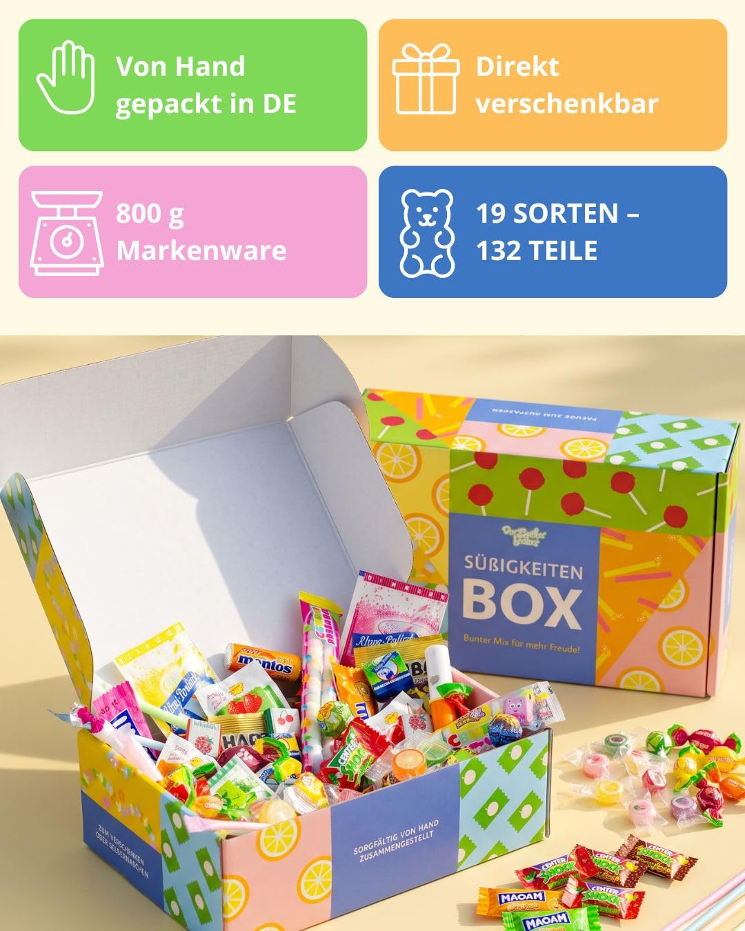 Der Zuckerbäcker Retro Mix 132 Pieces 800g Kids Candy Box – Bild 2