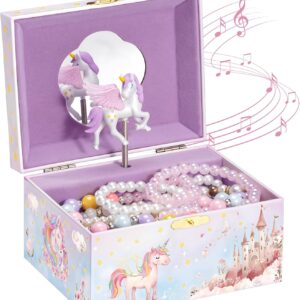 ProCase Children’s Music Box Jewellery Box with Music Box Unicorn, Girls