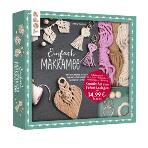 Kreativ-Set Einfach Makramee. Mit Anleitungsbuch und Material: Box (24 x 21,5 x 3,5 cm), Buch (32 S., DIN A5, Softcover), 30 m Garn in 3 Farben, Holzperlen, Holzring, Herzkarabinier (Kreativ-Sets)
