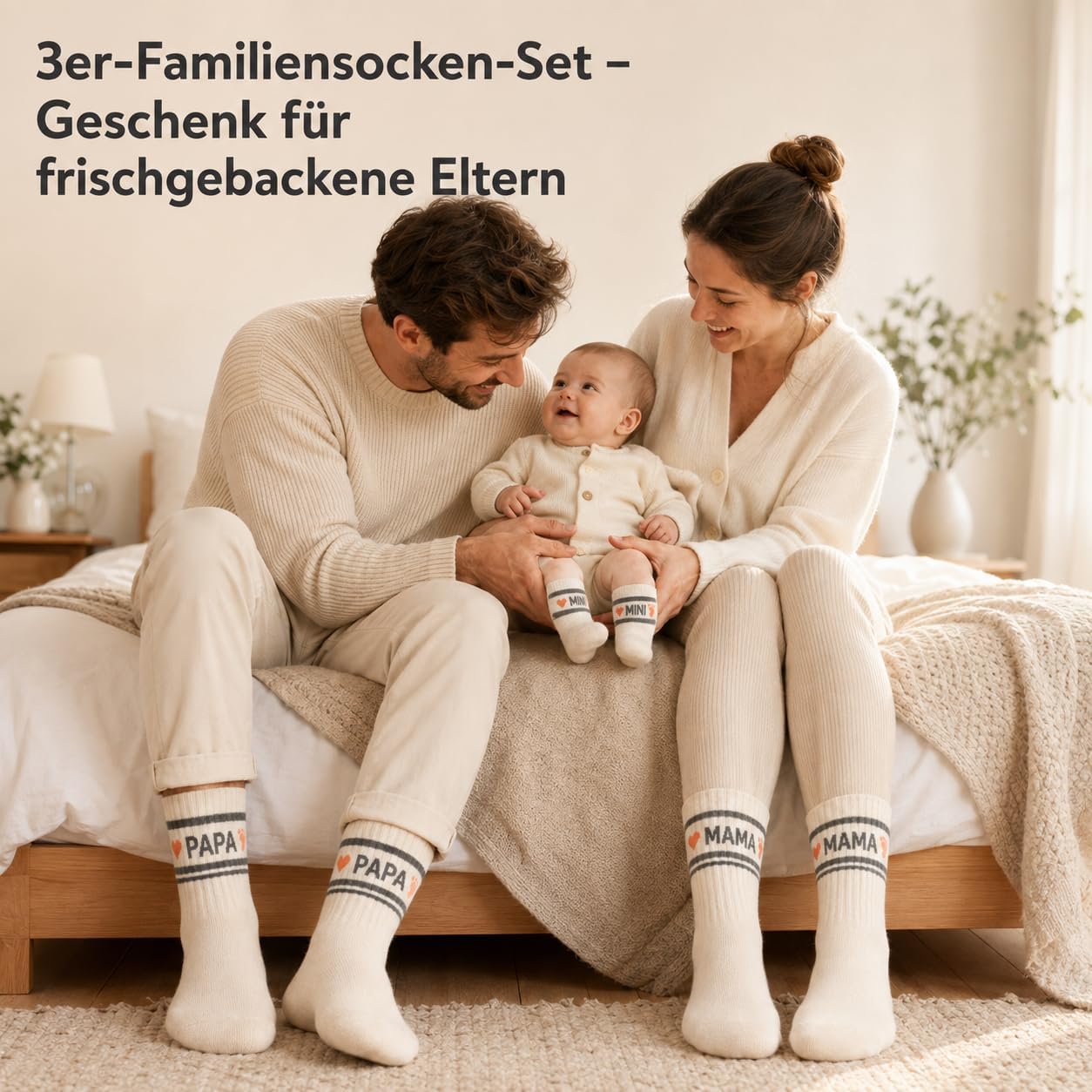 Family Socks Set Papa Mama Mini - Gift for Birth, Baby Shower & First Family Photo Shoot - Partner Look for New Parents – Bild 5