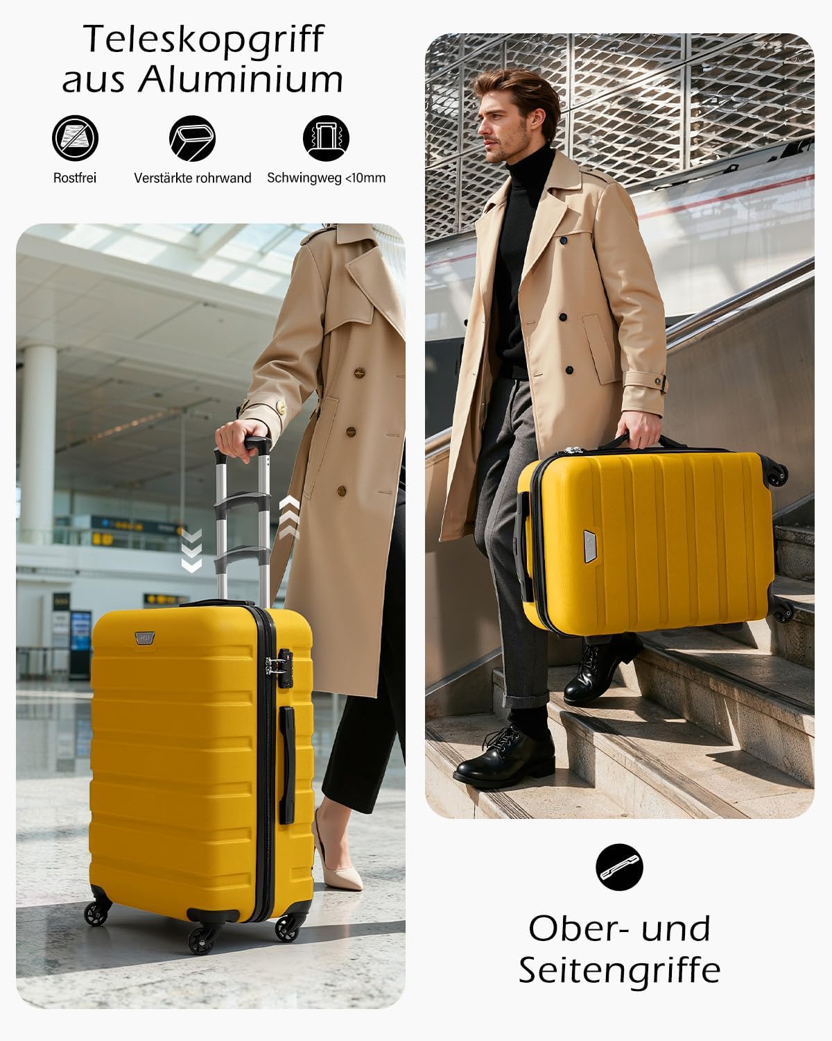 Coolife Medium Suitcase, 67 cm L, PC + ABS, Travel Suitcase with Spinner Wheels – Bild 5