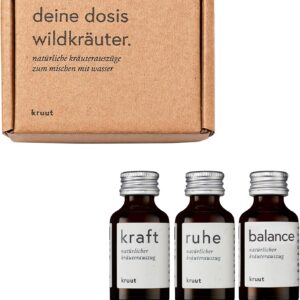 Kruut – Gift Set of 3 Organic Wild Herbs Trial Pack 3 x 15 ml Power, Peace & Balance – Herbal Extract Oxymel Elixir Extract Syrup Regional