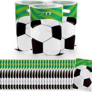 ASTARON Pack of 30 Football Birthday Gift Bags for Children Party, Football Party Bags, Plastic Goodie Bags for Children Favours, Football Party Decorations Accessories