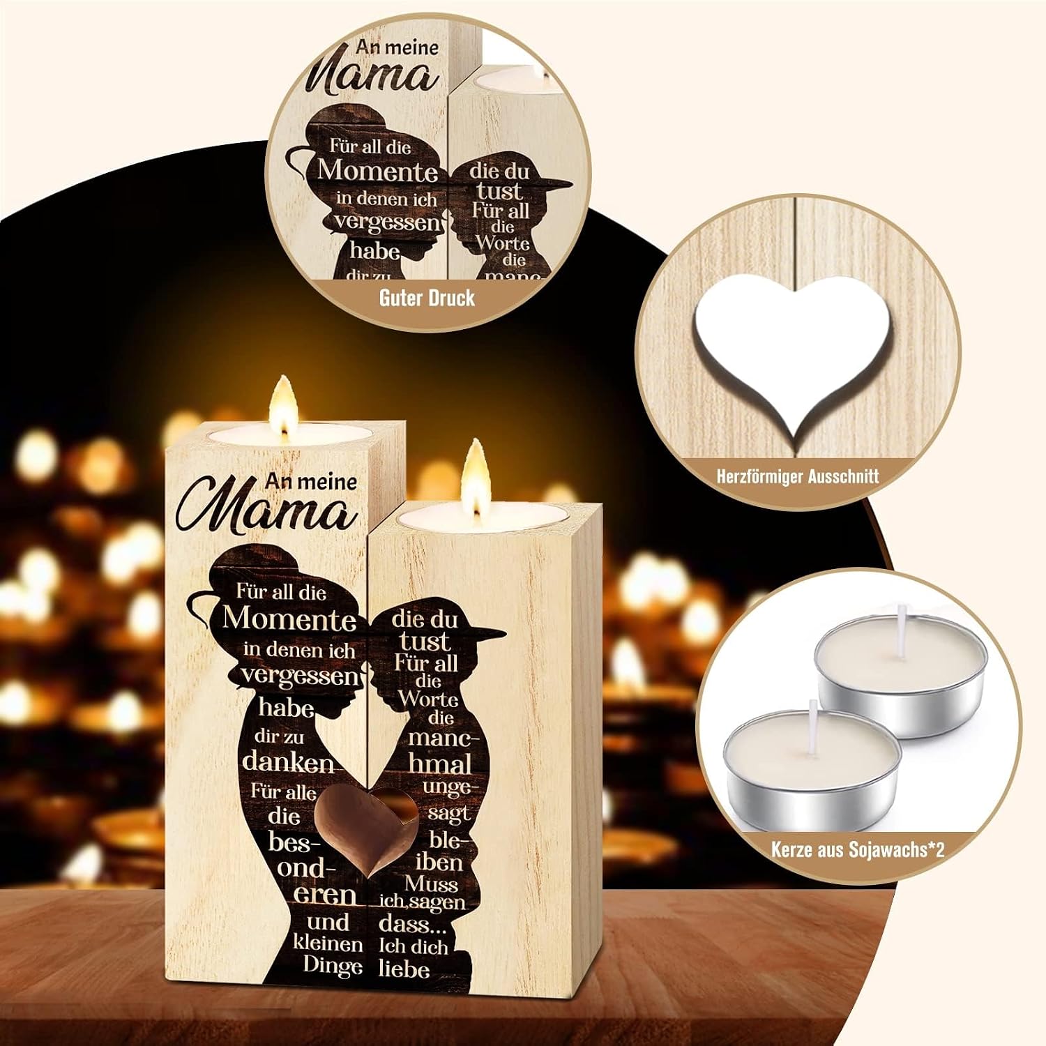 Vetbuosa Mother's Day and Birthday Gifts for Mum from Son, Candle Holder – Bild 4