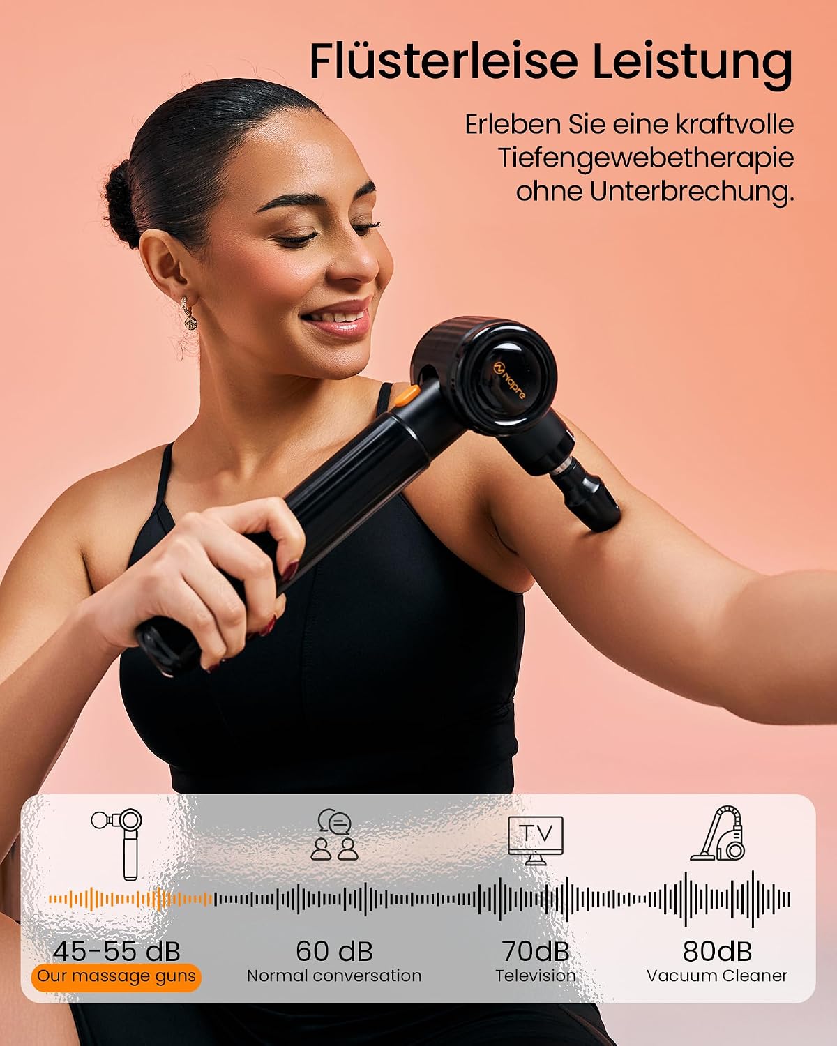 NAPRE Massage Gun with Heat and Cold, Massage Gun with Extension Handle, Adjustable Angles, Muscle Percussion Massager for Back, Neck, Body Relaxation, 6 Heads and Case – Bild 8