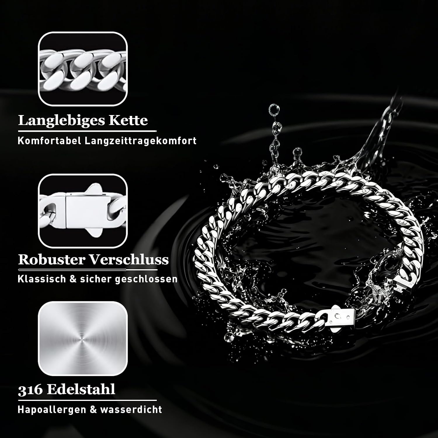 Herren Armband mit Buchstaben Edelstahl Armbänder Panzerkette – Bild 6