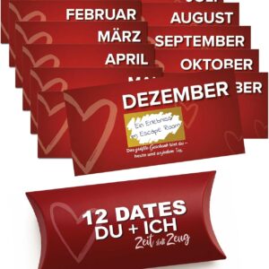 FORYOU24 Year Dates Scratch Stickers – Gift for Couples – 12 Months Date Ideas to Scratch Off – Romantic DIY Gift for Girlfriend, Boyfriend & Spouse
