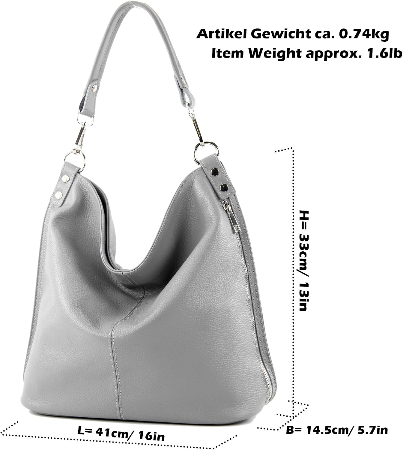 modamoda de - T177 - Italian Women's Leather Shoulder Bag – Bild 5
