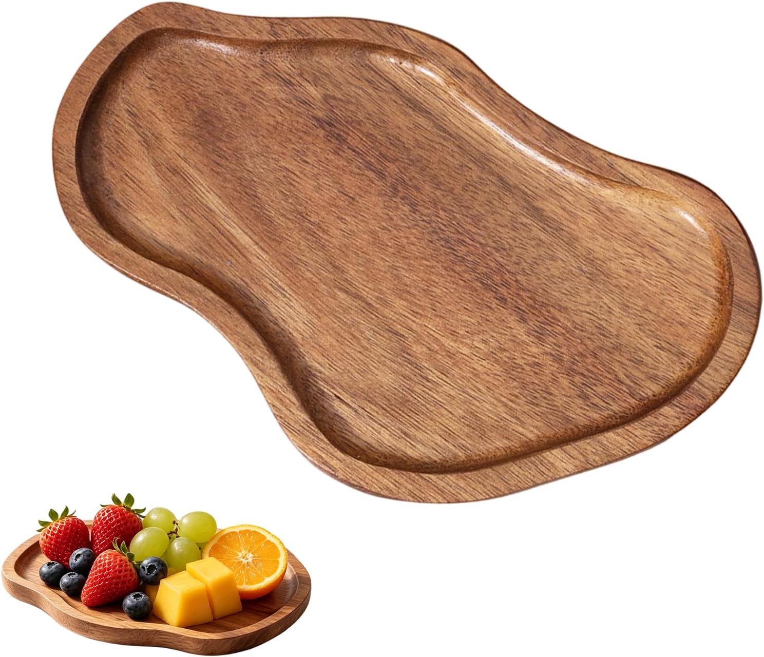 Wooden Tray, Decoration, Small Tray, Wooden Irregular Tray, Serving Tray, Wooden Kitchen Tray, Jewellery Tray for Dishes, Drinks, Breakfast, Fruit, Snacks, Jewellery, Keys