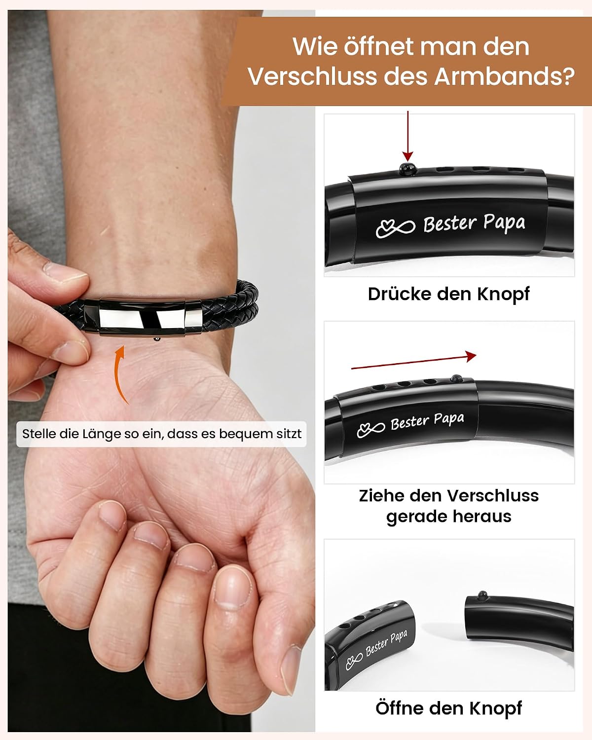 MANVEN Gifts for Men Bracelet Men's Boyfriend Husband Son Brother Dad – Bild 4