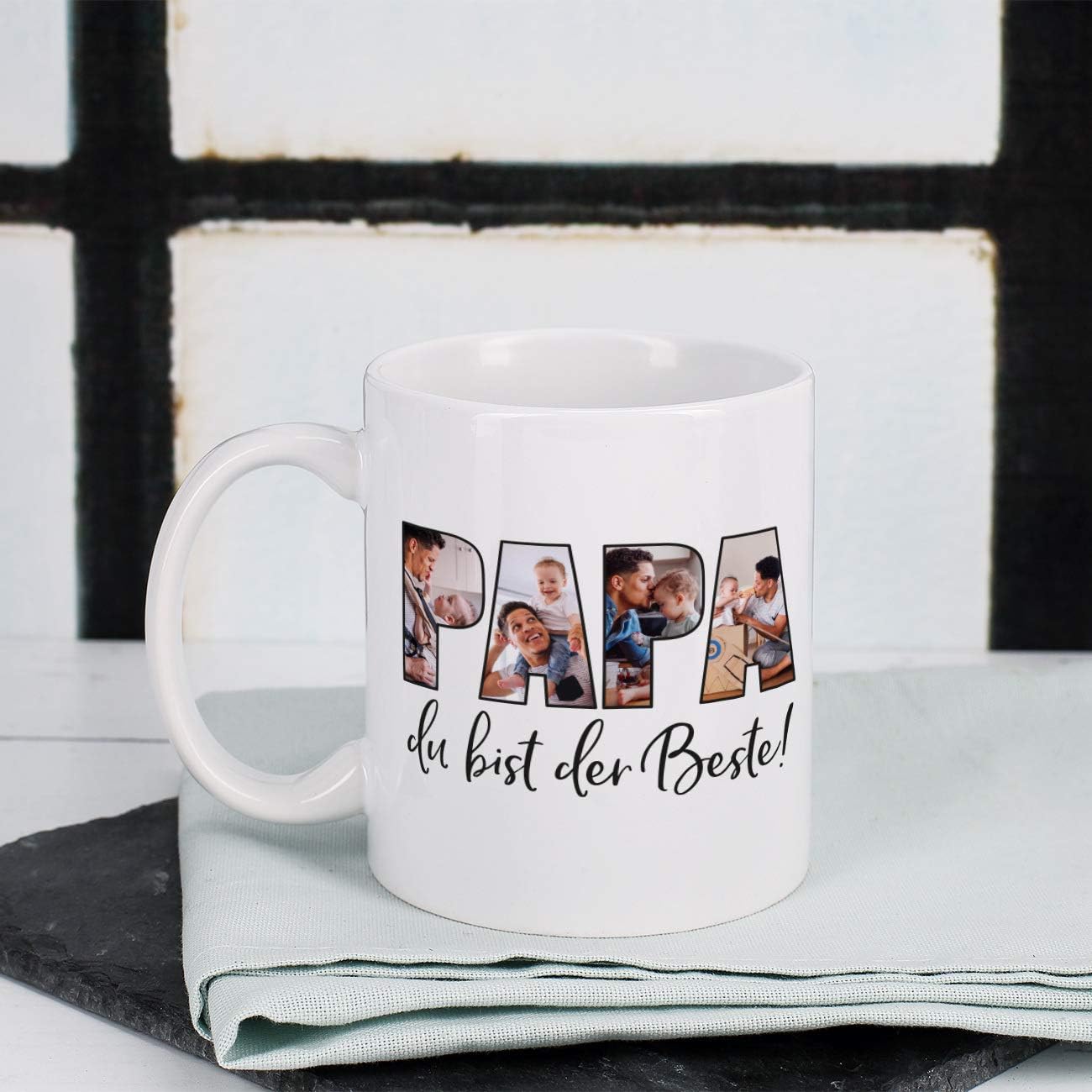 Herz & Heim Best Dad Mug Personalised Creative Photo Mug with 4 Own Pictures for the Best Dad Easy Design Gift Father Birthday – Bild 4