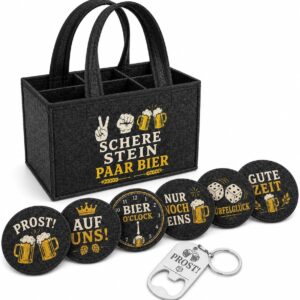 Men’s Beer Bag for 6 Bottles, 6 Coasters & Openers
