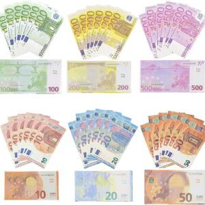 JOKILY Play Money Set, 120 Sheets Play Money Euro Notes Nominal Value 10/20/50/100/200/500, Game Money, Suitable for Children Elderly, Improve Learning Currency Skills