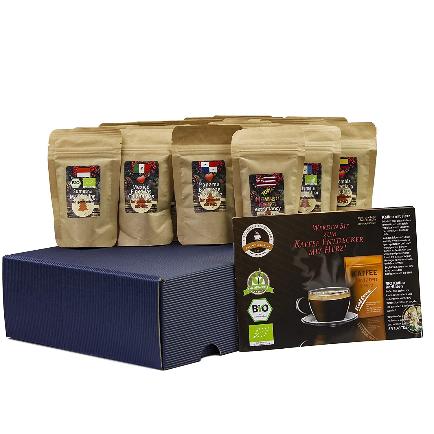 C&T Coffee Gift Set Organic Fair Trade 13 Varieties of 20 g (Ground) with 13 Organic, Rarity and Fair Trade Coffees Plus Surprise Gift for Men and Women – Bild 2