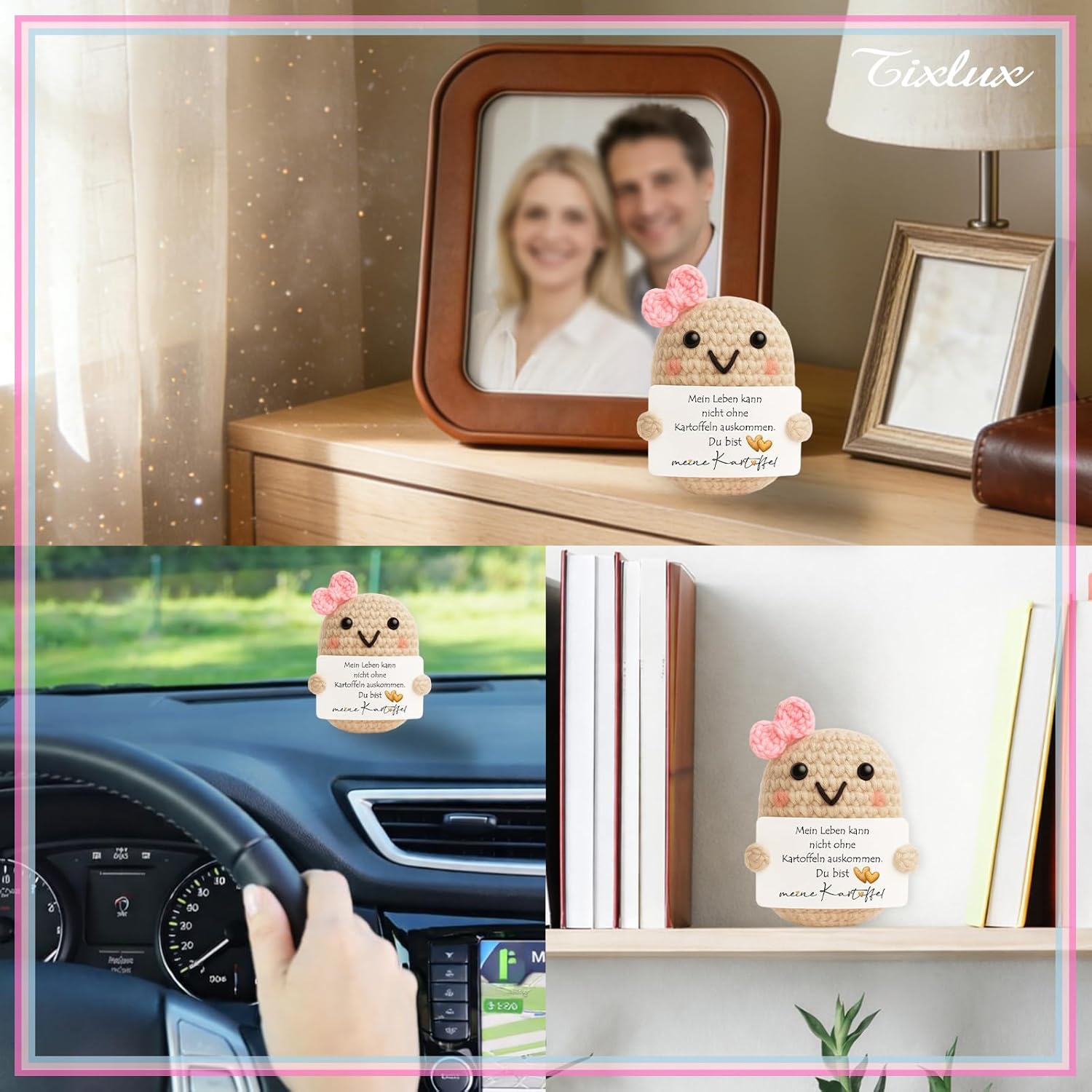 Tixlux Pocket Hug for Couples, Positive Potato Figure, Handmade Knitting Wool, Mini Potato Decoration Figure with Lucky Charm, Loving Gift Idea for Valentine's Day and Anniversary (Heart II) – Bild 7