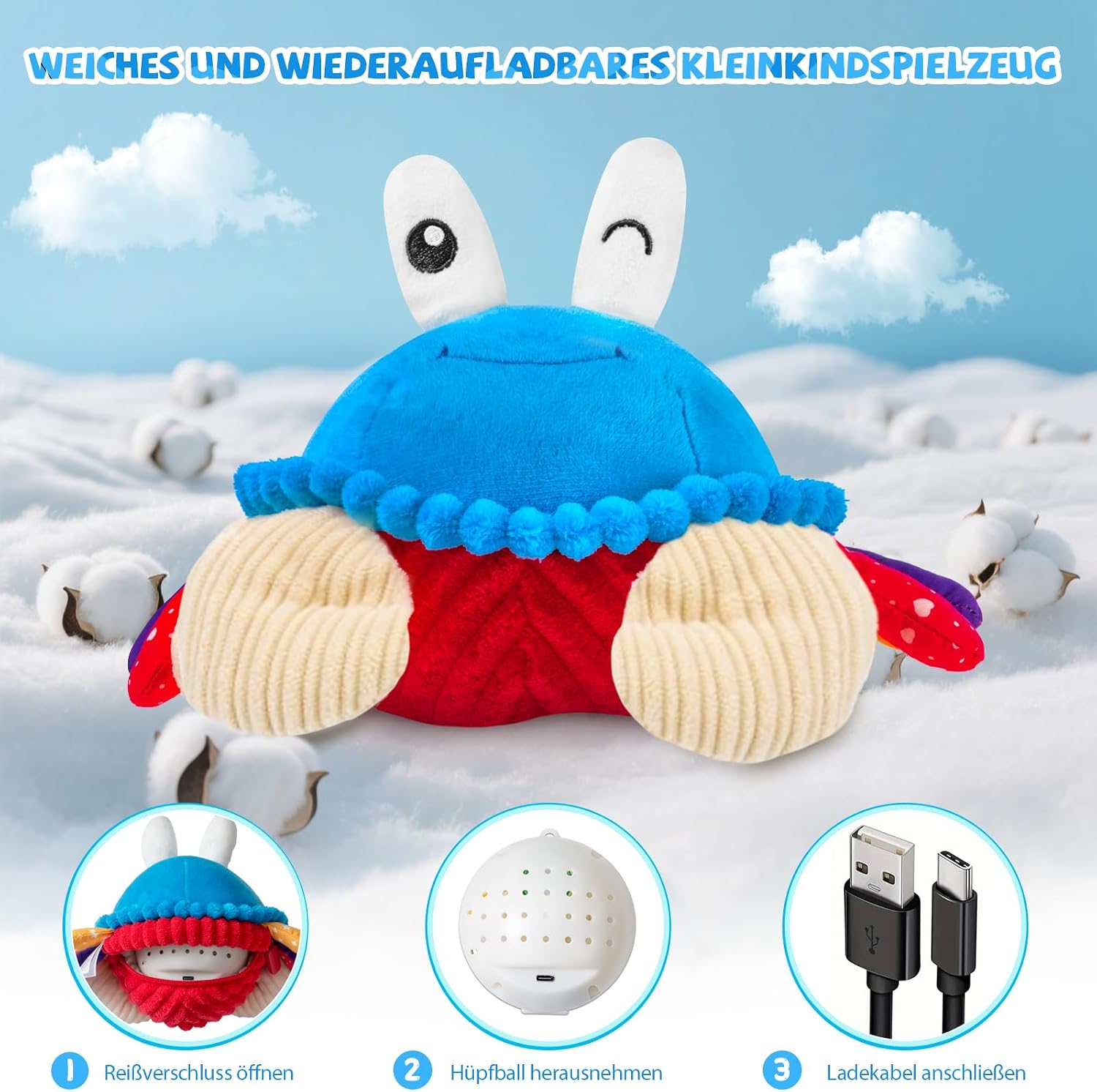 SAIMAND Crab Baby Toy 6-12 Months, Musical Crawling Toy – Bild 5