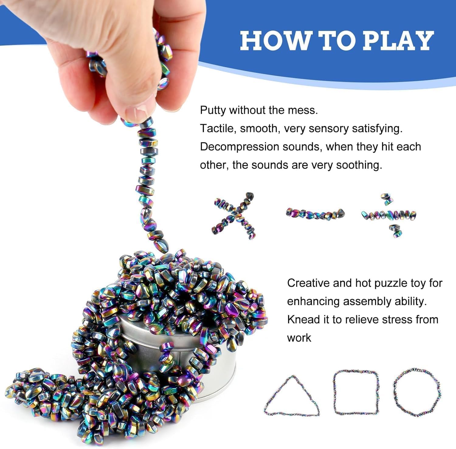 Magnets Colourful Stones 610 Pieces Fidget Toys Gift Teenager Magnetic Stones Game Anti Stress Autism Toy Adult Cool Things Gifts for Teenagers Boys Girls 11 12 13 14 15 – Bild 3