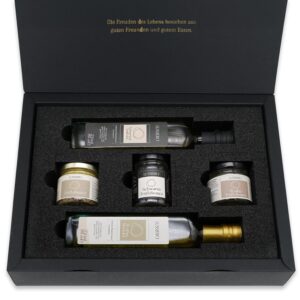 Lussiero Gift Box - Enjoy Together - Gift Set of Two Truffle Sauces, Truffle Butter, White Truffle Oil and Black Truffle Oil