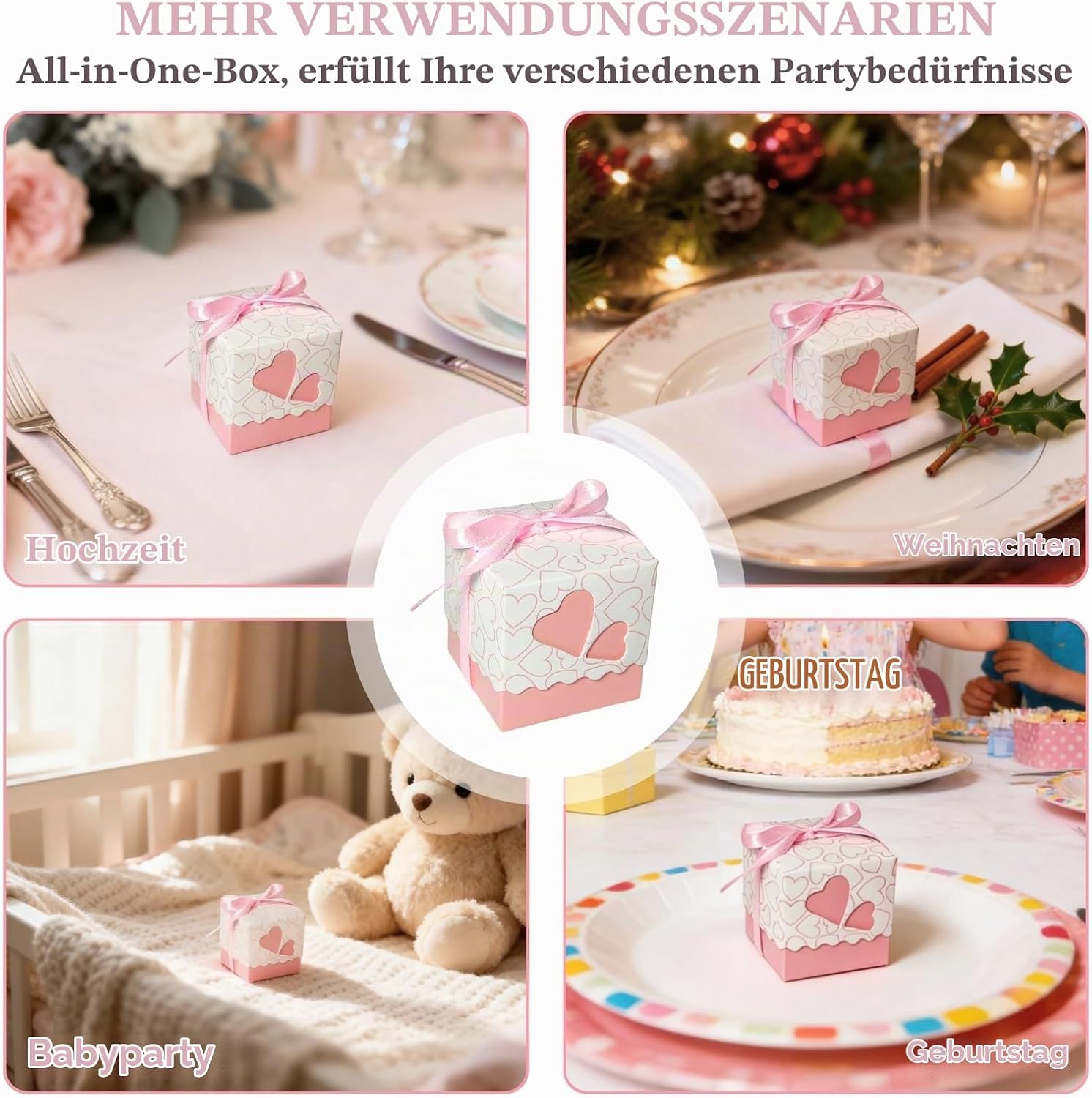 Small Gift Box, Pack of 50 Favours Box, Gift Box, Christening, Candy Box, Party Favours Gift Boxes with Ribbons for Wedding, Christening, Party, Birthday – Bild 7