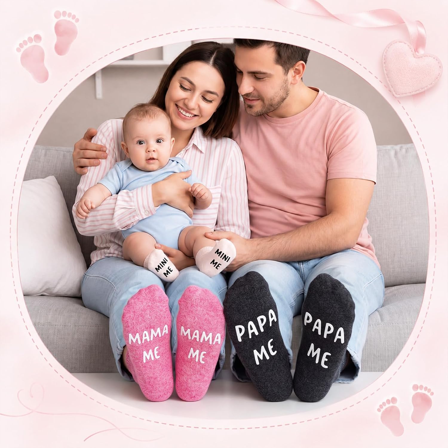 Jadive 3 Family Socks Expectant Parents Gift Mum Dad Baby for Birth Newborn New Pregnant Women – Bild 2