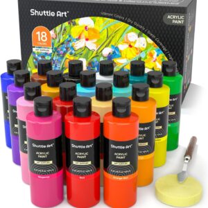 Shuttle Art Acrylic Paint Set, 18 Acrylic Colours in Bottles (250 ml each