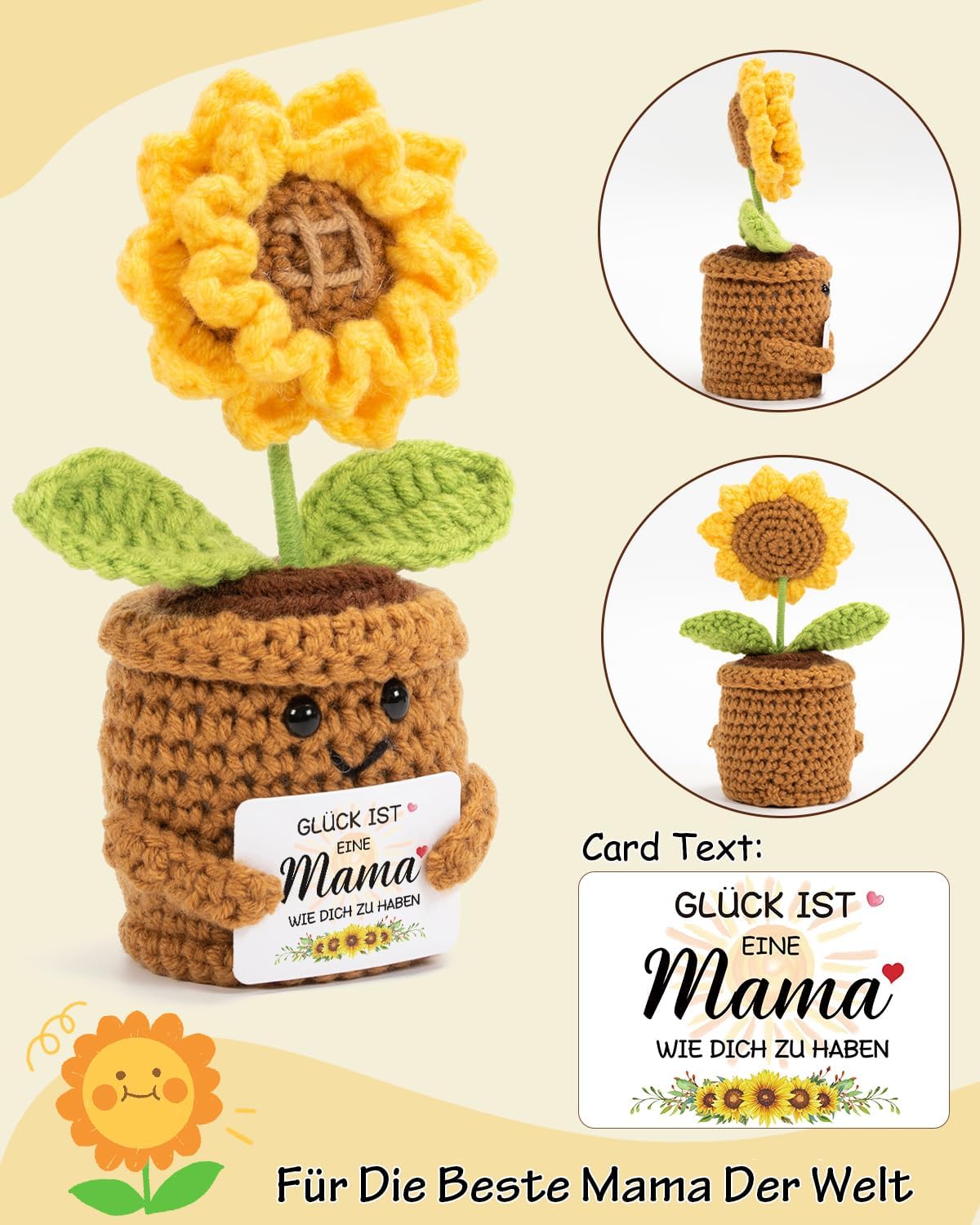 Gifts for Mum - Sunflower Crochet Doll, Mother's Day Christmas – Bild 2
