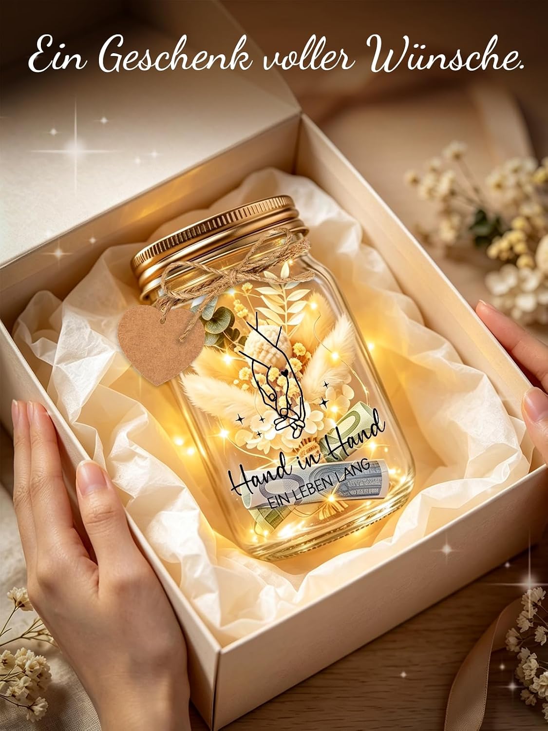 Wedding Gifts for Bride and Groom, LED Bottle Light, Money Gift Wedding, Money Box, Wedding, Personalised Engagement Gift for Both, Wedding Gift, Money Ideas, Engagement Gift – Bild 6