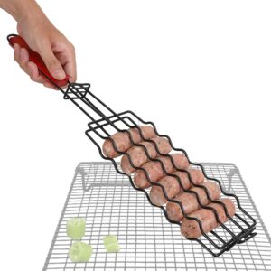 Grillkorb für Gemüse | Grillzubehör aus Edelstahl – Gemüse- und Wurstkorb zum Grillen, Kochen im Freien, Camping, Picknick, Lagerfeuer und