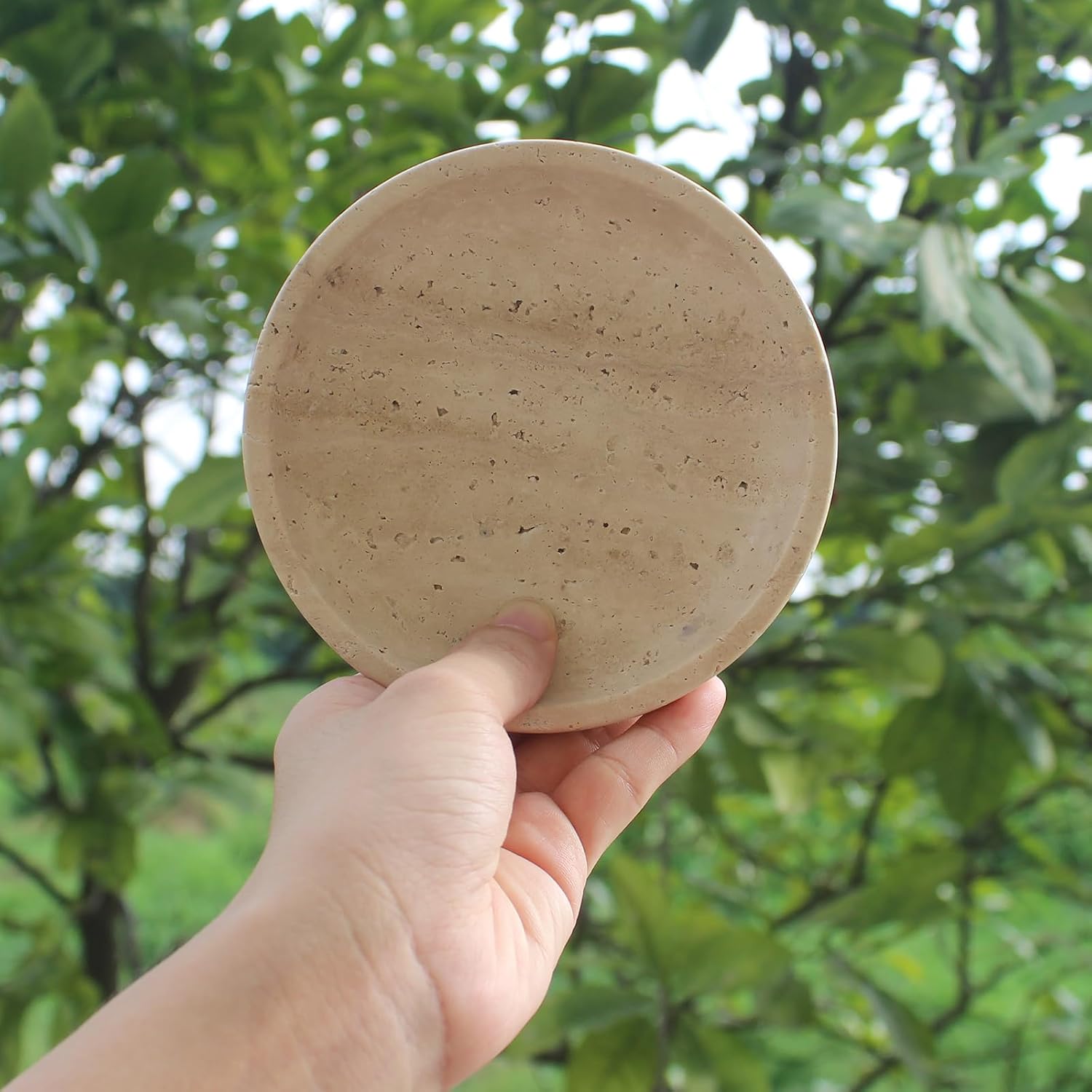 Natural Marble Travertine Jewellery Dish 14cm Jewellery Dish for Rings Earrings Gift for Wife Daughter (Beige Travertine) – Bild 7