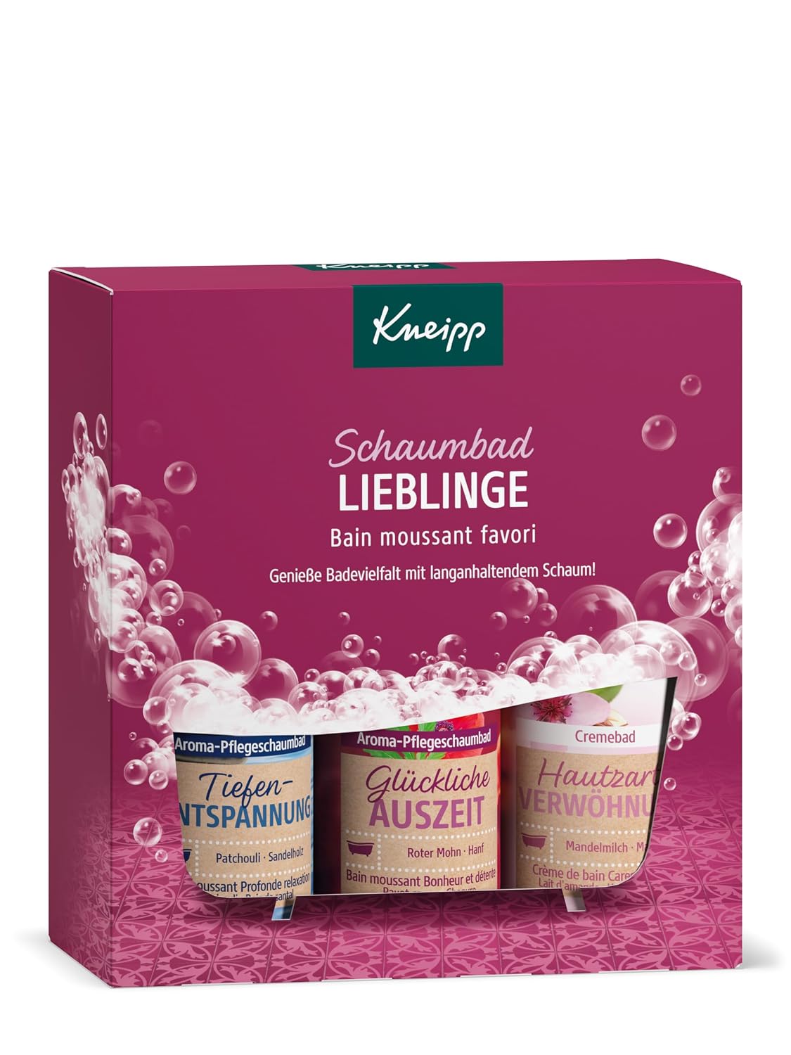 Kneipp Gift Set Bubble Bath Favourites – Gift Pack with 3 Popular Bath Additives from Kneipp – Contains 2 x Aroma Care Foam Bath & 1 x Cream Bath 100 ml Each