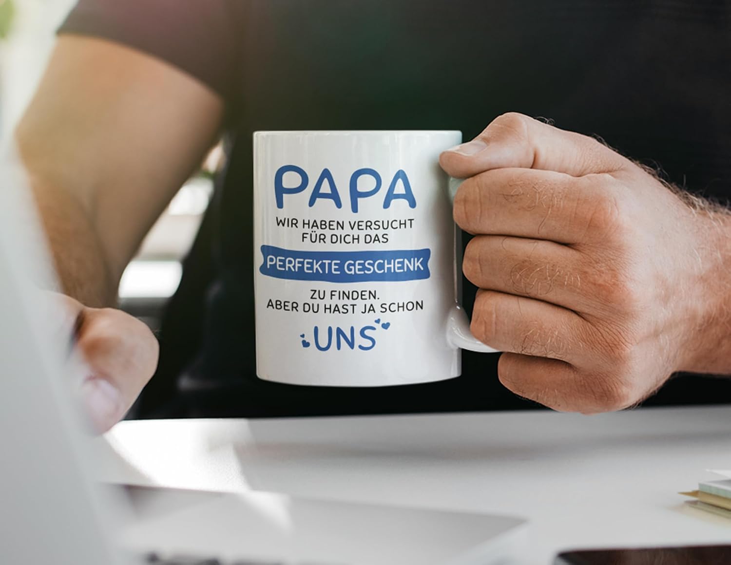Gifts for Dad, Gift Ideas for the Best Father, Gift for Father Who Has Everything, Gift Set Mug with Spoon (Dad Gift - Us - Blue + Spoon) – Bild 6