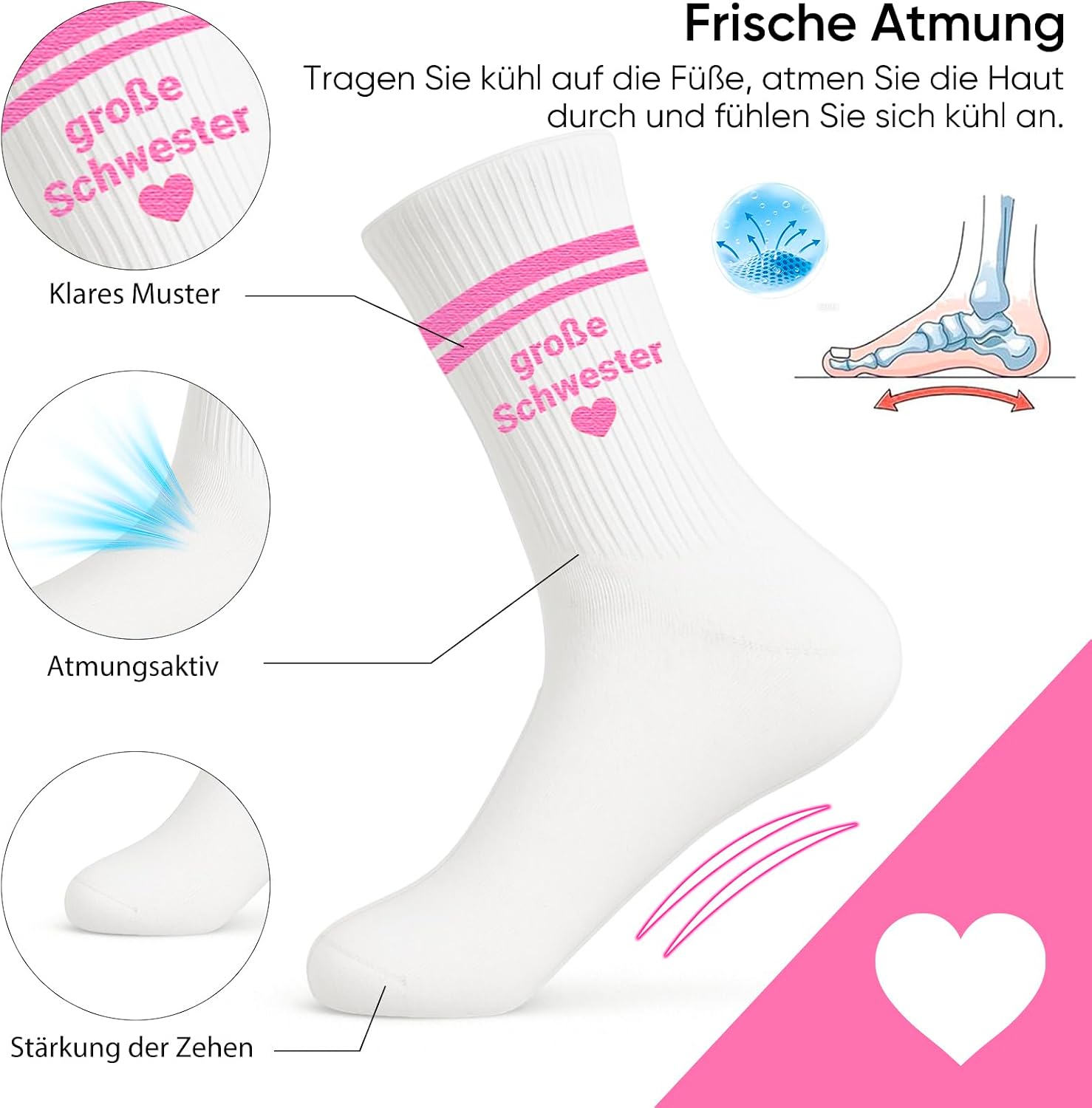 Big Sister Gift Set Girls, Children's Socks Big Sister with Bracelet and Gift Bag, Gift for Birth Girl, I Become a Big Sister, Siblings Gift for Sister – Bild 5