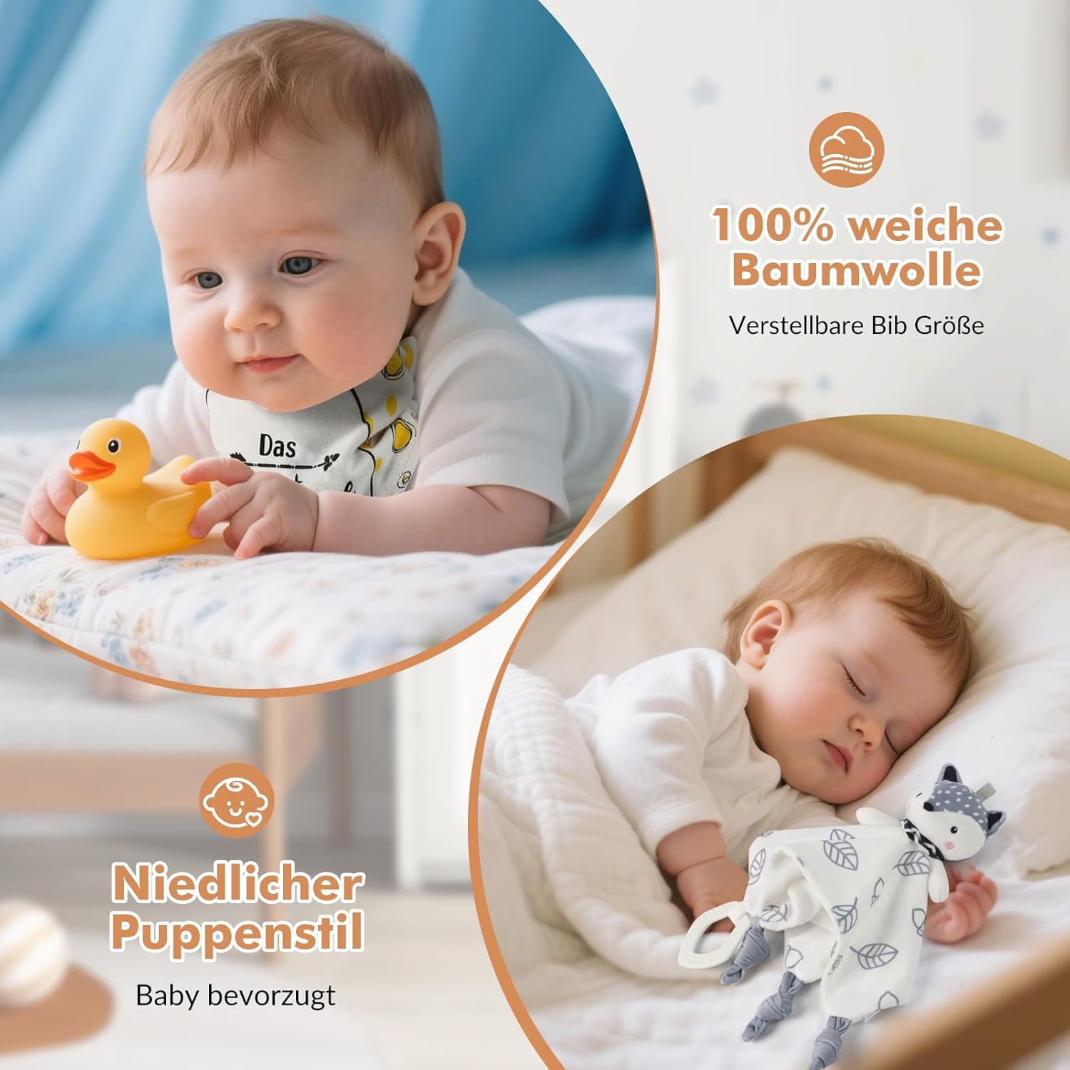 Newborn Gift, 7-in-1 Baby Gift Set for Boys and Girls: Baby Blanket, Comforter, Wooden Rattle with Elephant, Bib, Socks in Gift Box, Baby Birth Gift, Baby Shower Idea Beige – Bild 8