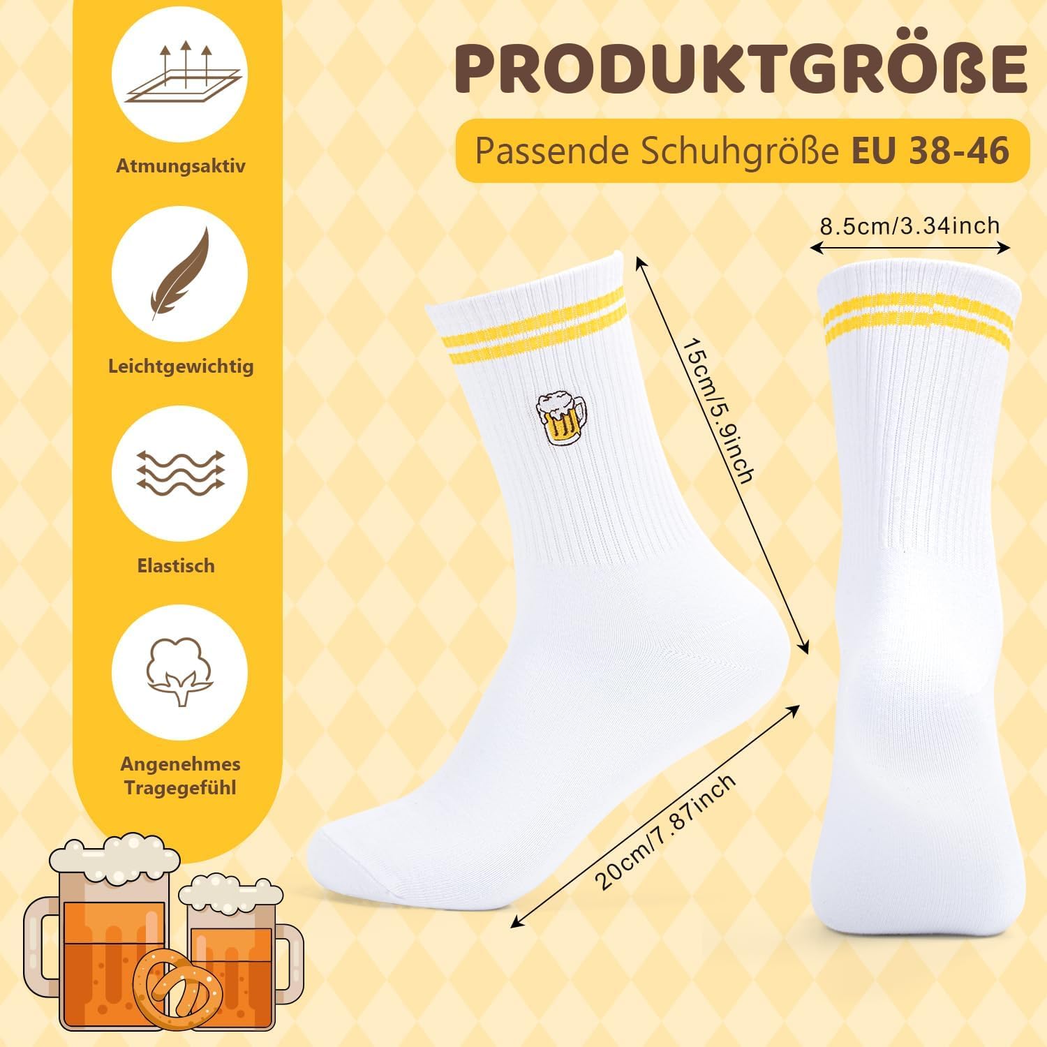 Beer Socks Men's 43-46, Funny Socks Beer Costume Beer Gifts for Men, Tennis Socks with Motif Men's Gifts Funny Beer Gift Funny Gift for Men Beer Lovers Men's Day – Bild 4