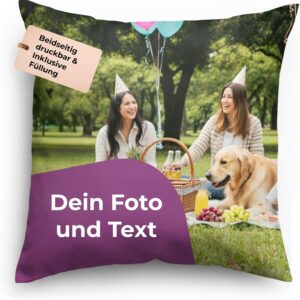 Cimpress Personalized Photo Cushion with Your Own Photo Printed Both Sides 14×14 Inch Soft Decorative Pillow Sofa Cushion Gift Home Decor for Friends and Family