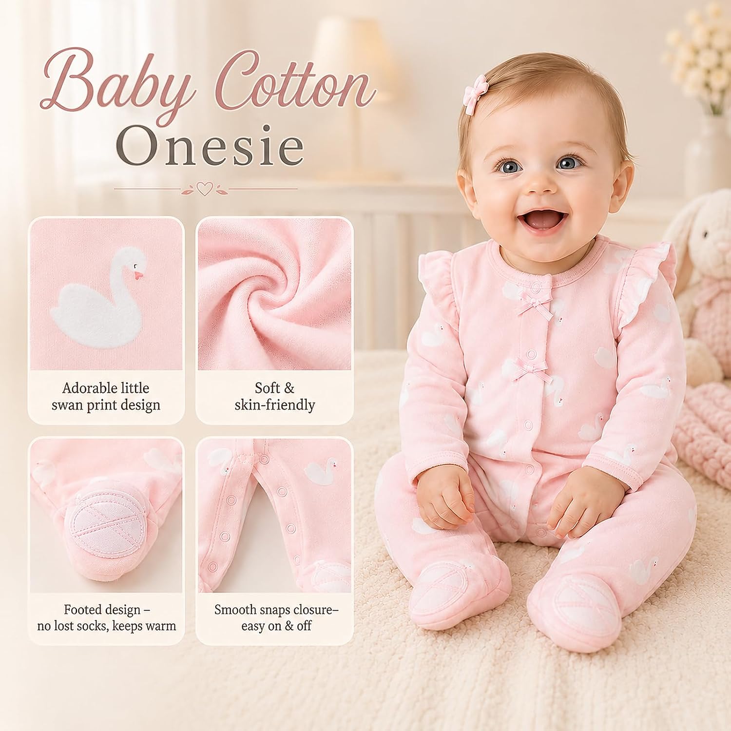 Baby Gift Girl with Rabbit Comforter, Newborn Gift – Bild 3