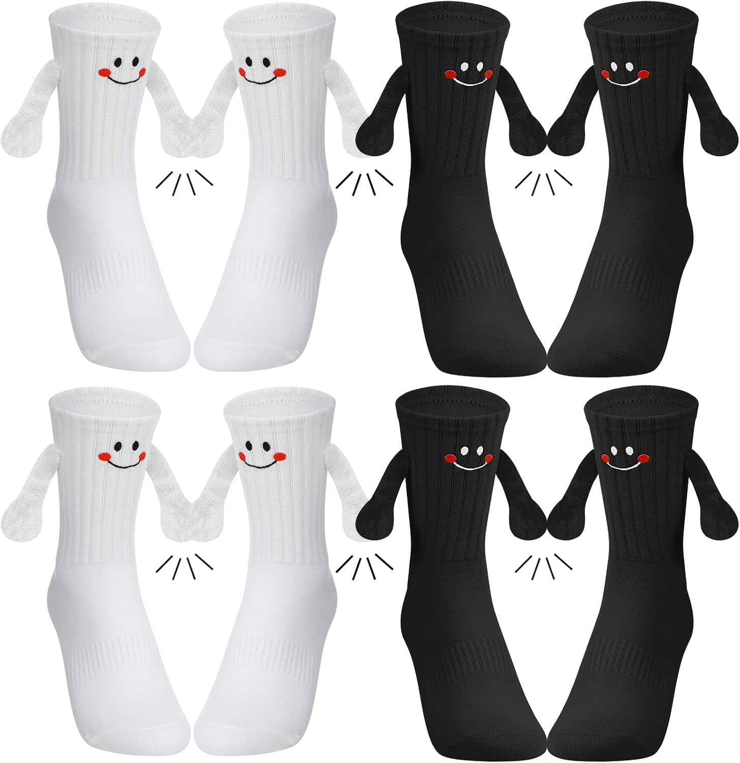 4 Pairs of Magnetic Socks with Hands, 38-42 Funny Socks