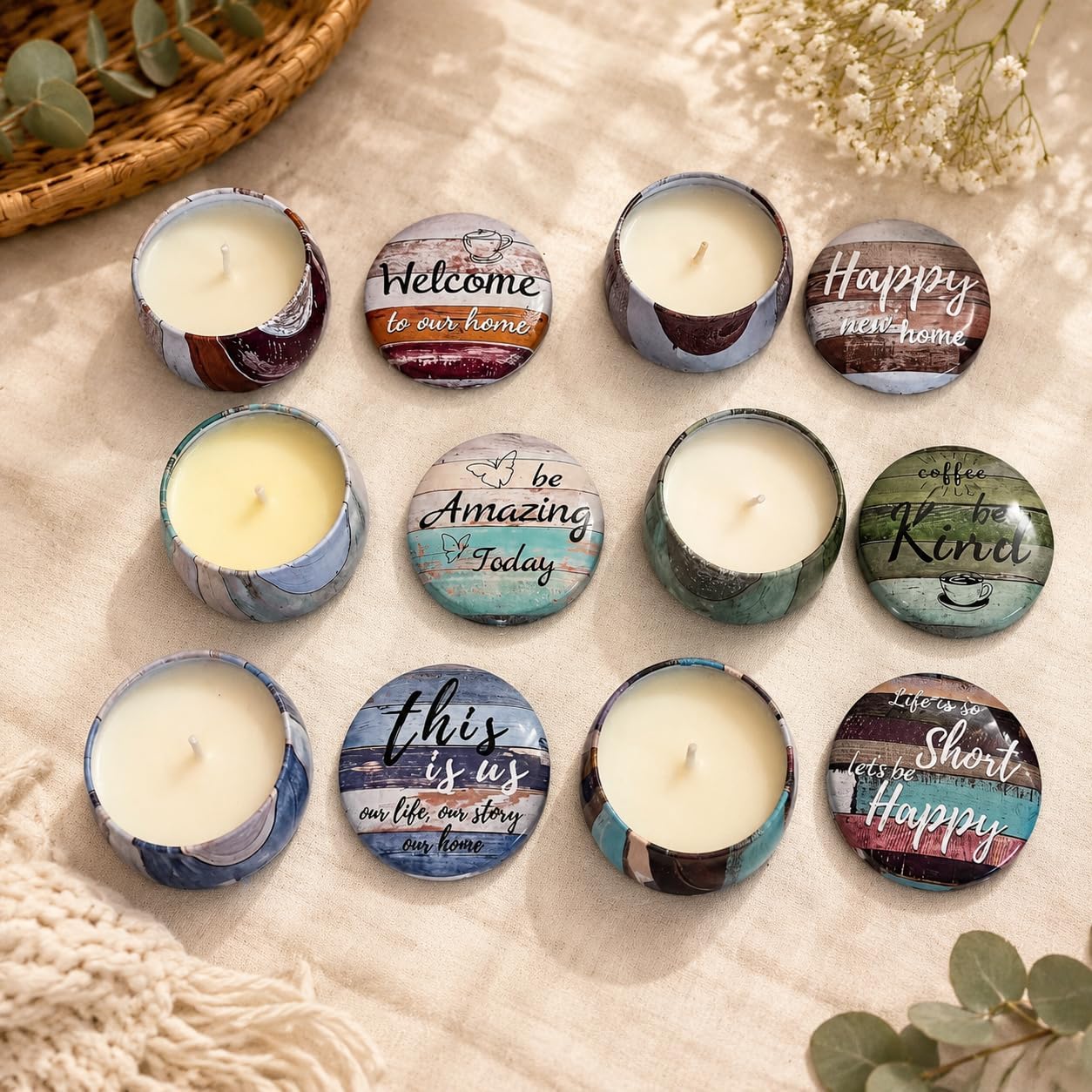 Gifts for Women Scented Candles Set with Decorative Wooden Box Set of 6 Candles with Sayings Natural Soy Wax Candle for Birthday Gift Set for Men and Women – Bild 13