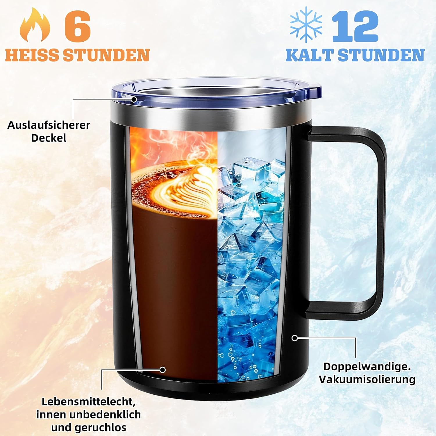 TUZELIYA Thermal Mug 450 ml Stainless Steel 50th Birthday Gift Man & Woman, 1976 Vintage Gift, Funny Birthday Gift for Men, Dad, Mother, Colleague, Boyfriend, Colleague for Birthday, Black – Bild 6