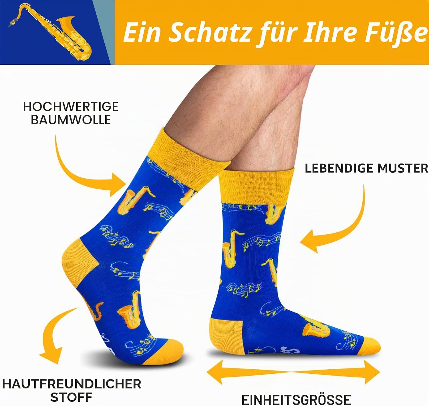 AGRIMONY Funny Music Socks Men Boys Music Colourful Men Funny Socks Cool Musician Funny Socks Father's Day Gift Valentine's Day Gift Ideas – Bild 4