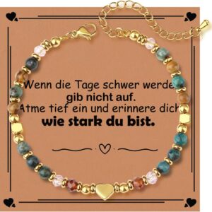 QINJIEJIE Natural Stone Bracelet Courage Gifts for Women, Birthday Gift, Mother’s Day Gift, Spiritual Gift for Girlfriend, Mum, Colleague, Sister