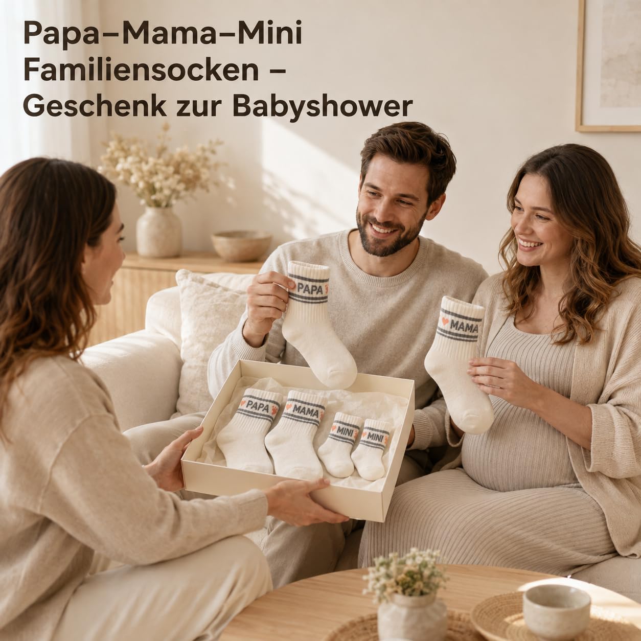 Family Socks Set Papa Mama Mini - Gift for Birth, Baby Shower & First Family Photo Shoot - Partner Look for New Parents – Bild 7