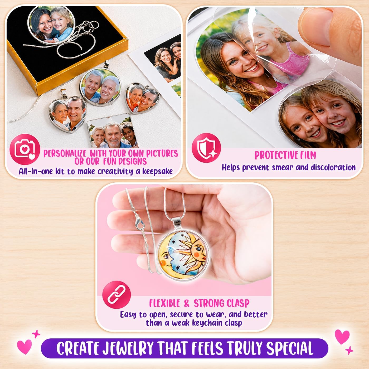 Girls Jewellery Making Kit DIY Necklace Pendant and Bracelet Craft Set with Glass Beads & Charms - Fashion Accessories, Craft Accessories. Ideal as a Handmade Gift & Group Activity – Bild 3