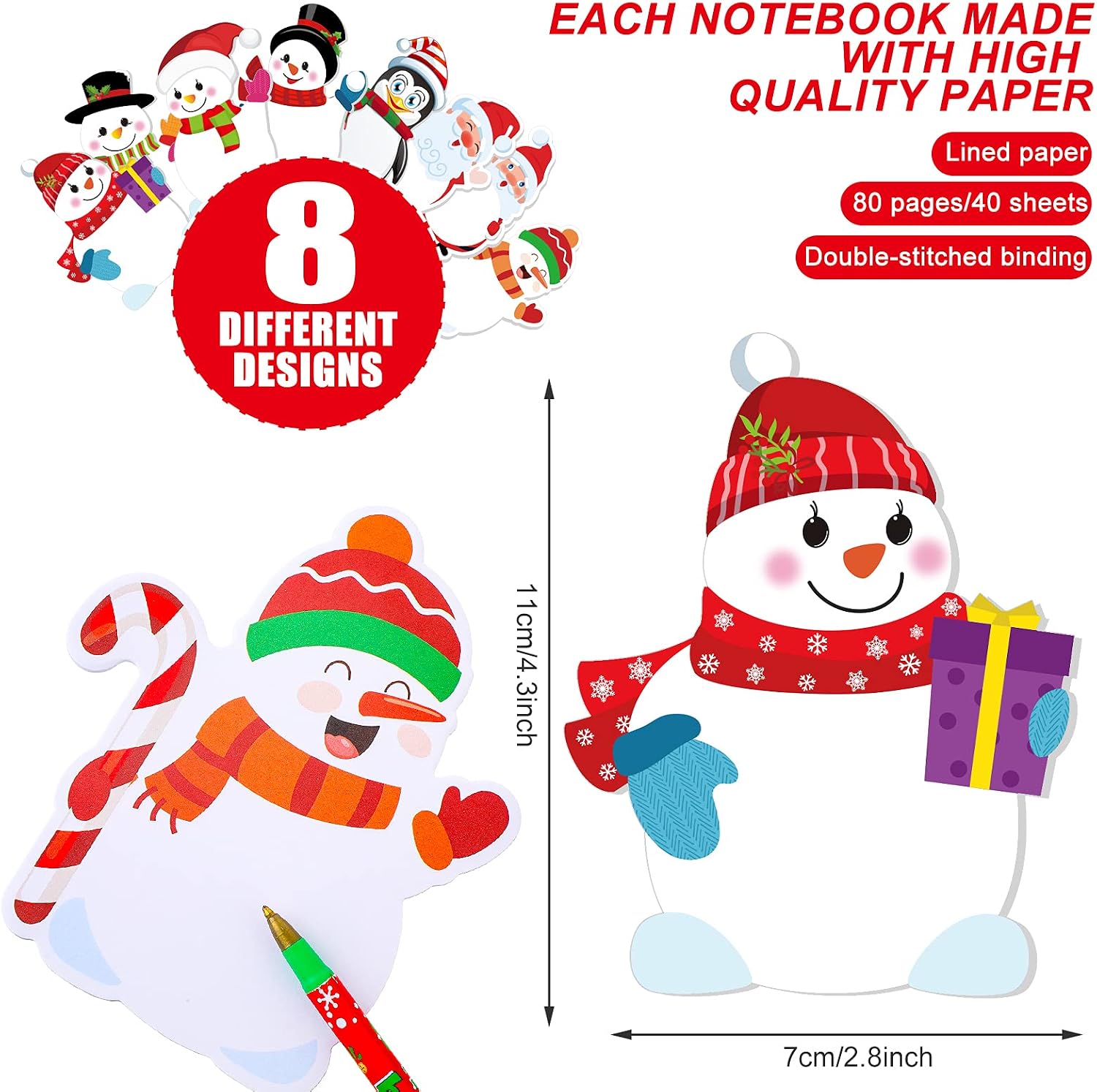 Outus 32 Pieces Christmas Notepad, Snowman, Santa Claus, Penguin – Bild 2
